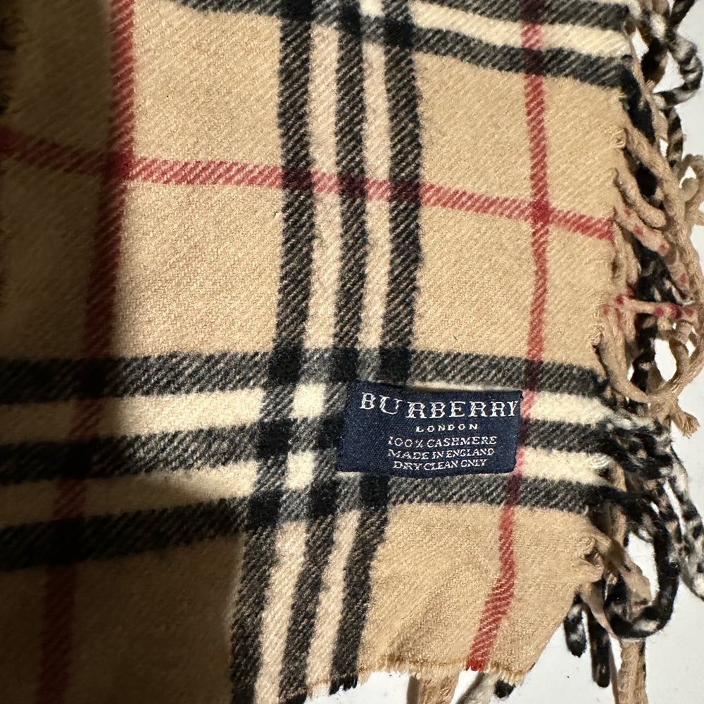 Burberry cashmere fringe scarf. Bought at Sak’s Fifth Ave. NYC. Camel - Picture 2 of 6